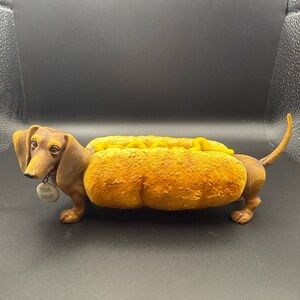 Hot Diggity Dog Hot Dog Dachshund Figurine with Mustard Detail- Westland
